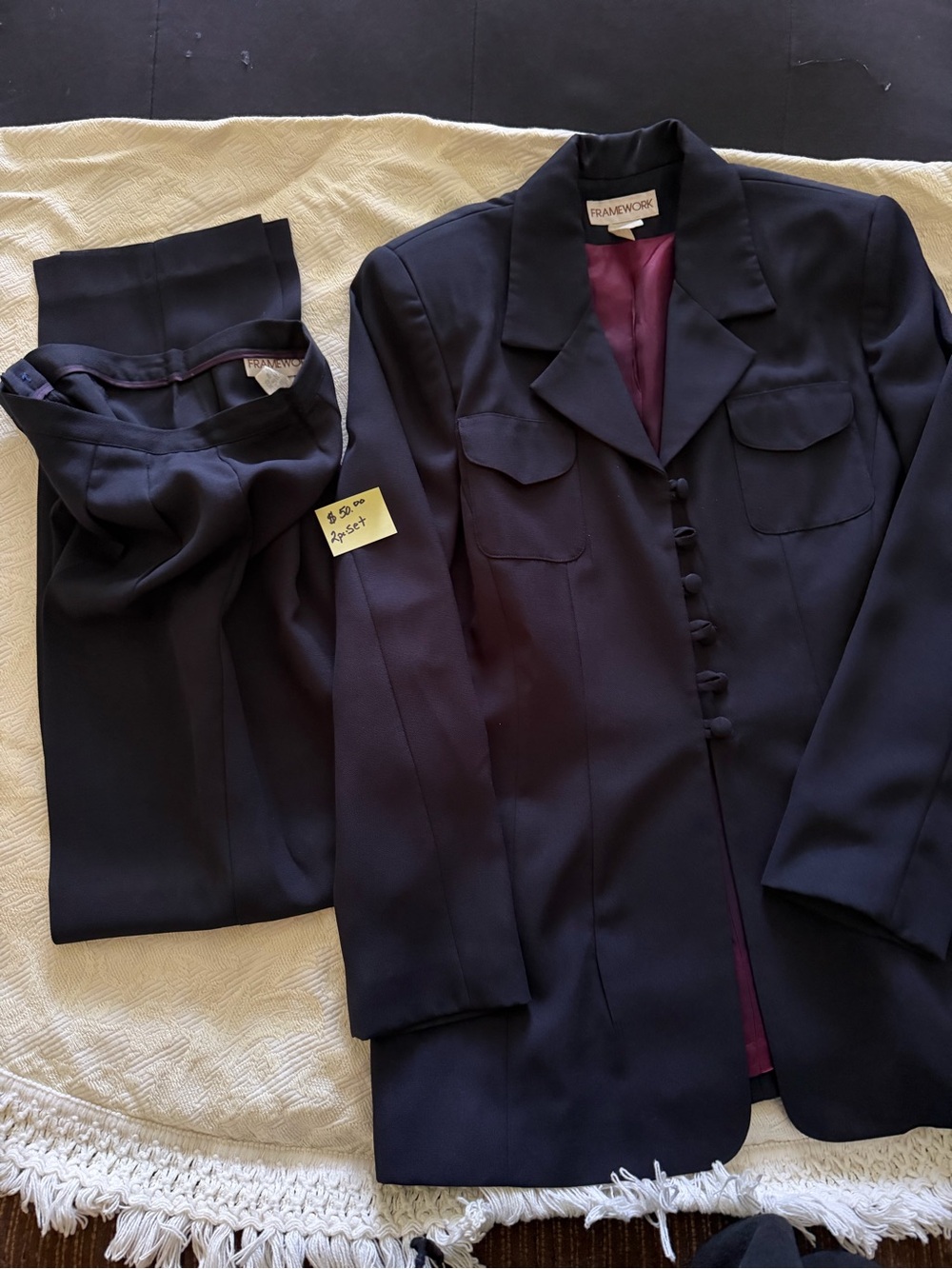 FRAMEWORK Navy Women's Suit Jacket and Pants Set